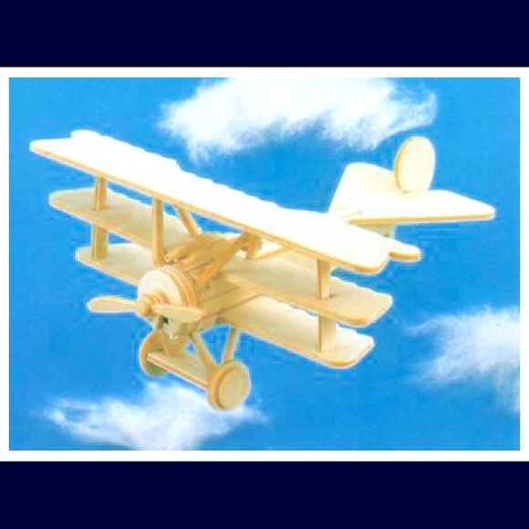 3/$15 NEW 3D Puzzle Miniature Wooden Aircraft Airplane Model 401 FOKKER TRIPLANE - Picture 2 of 16